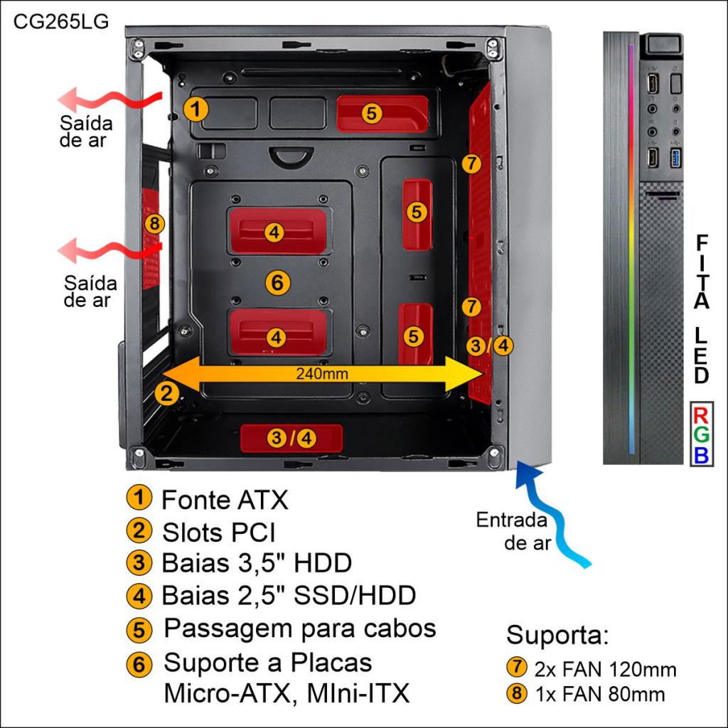 Lindo Gabinete Gamer Atx Com Lateral Acrilico E Um Fan Rgb Informeurer Inform Tica Vendas E